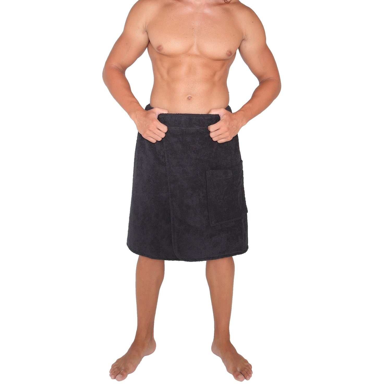 Mens Adjustable Hook And Loop Closure Turkish Terry Cotton Bath Wrap