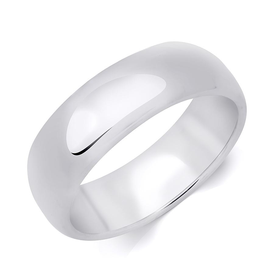 Mens Platinum Over Sterling Silver 7Mm Comfort Fit Band Ring