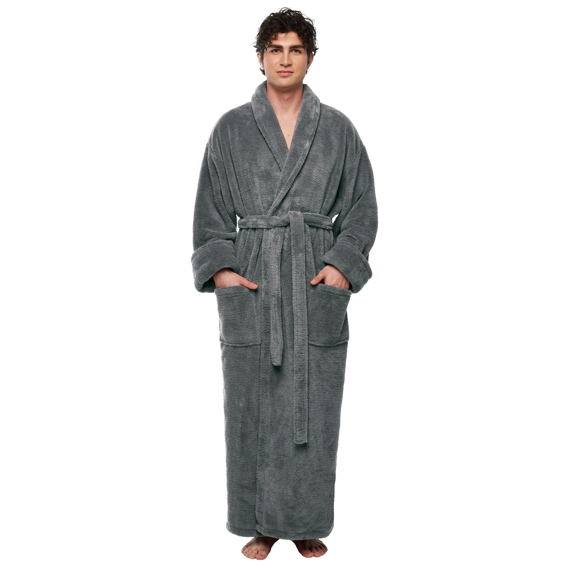 Mens Shawl Fleece Bathrobe Turkish Soft Plush Robe