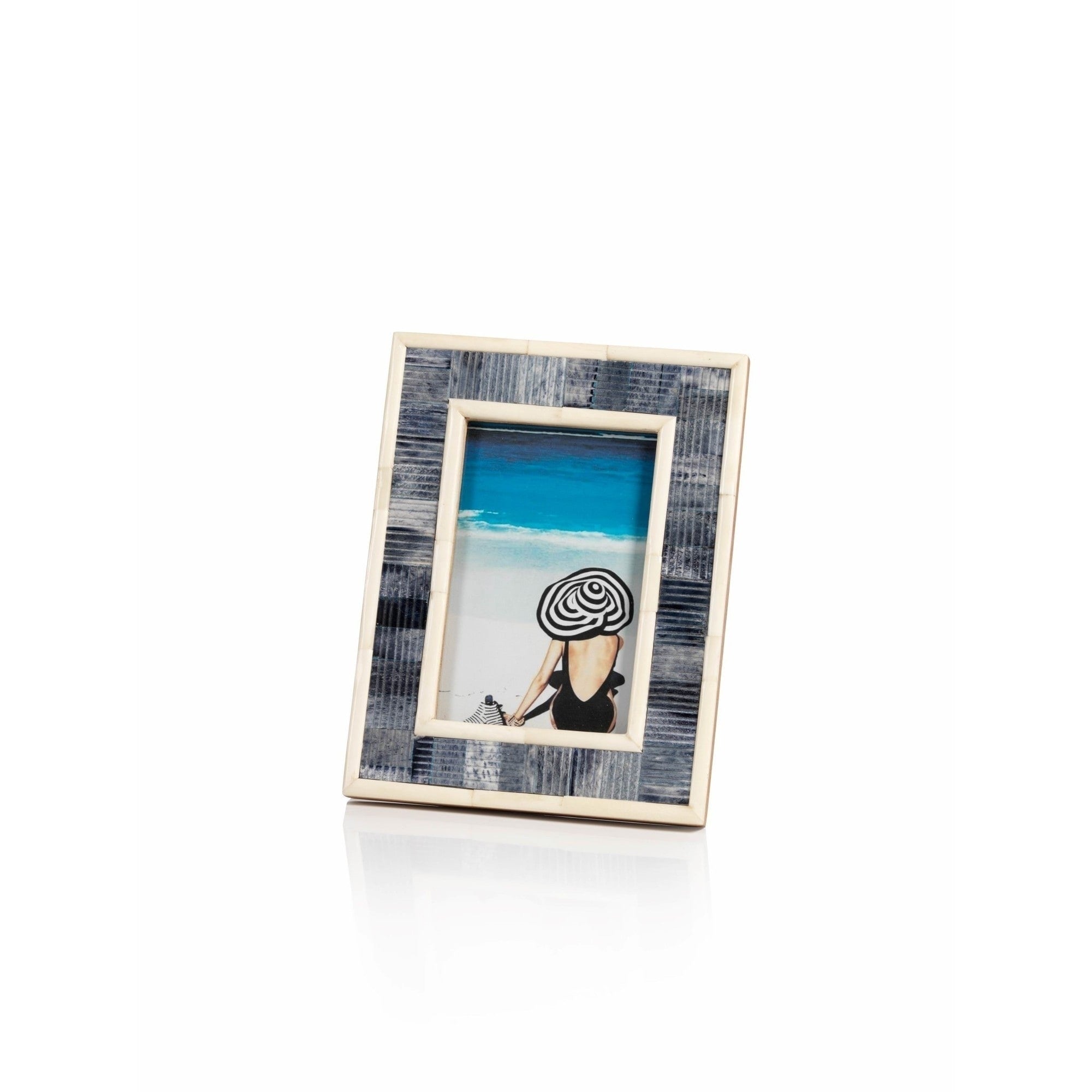 Mendocino 4 X 6 Carved Bone Picture Frame Blue