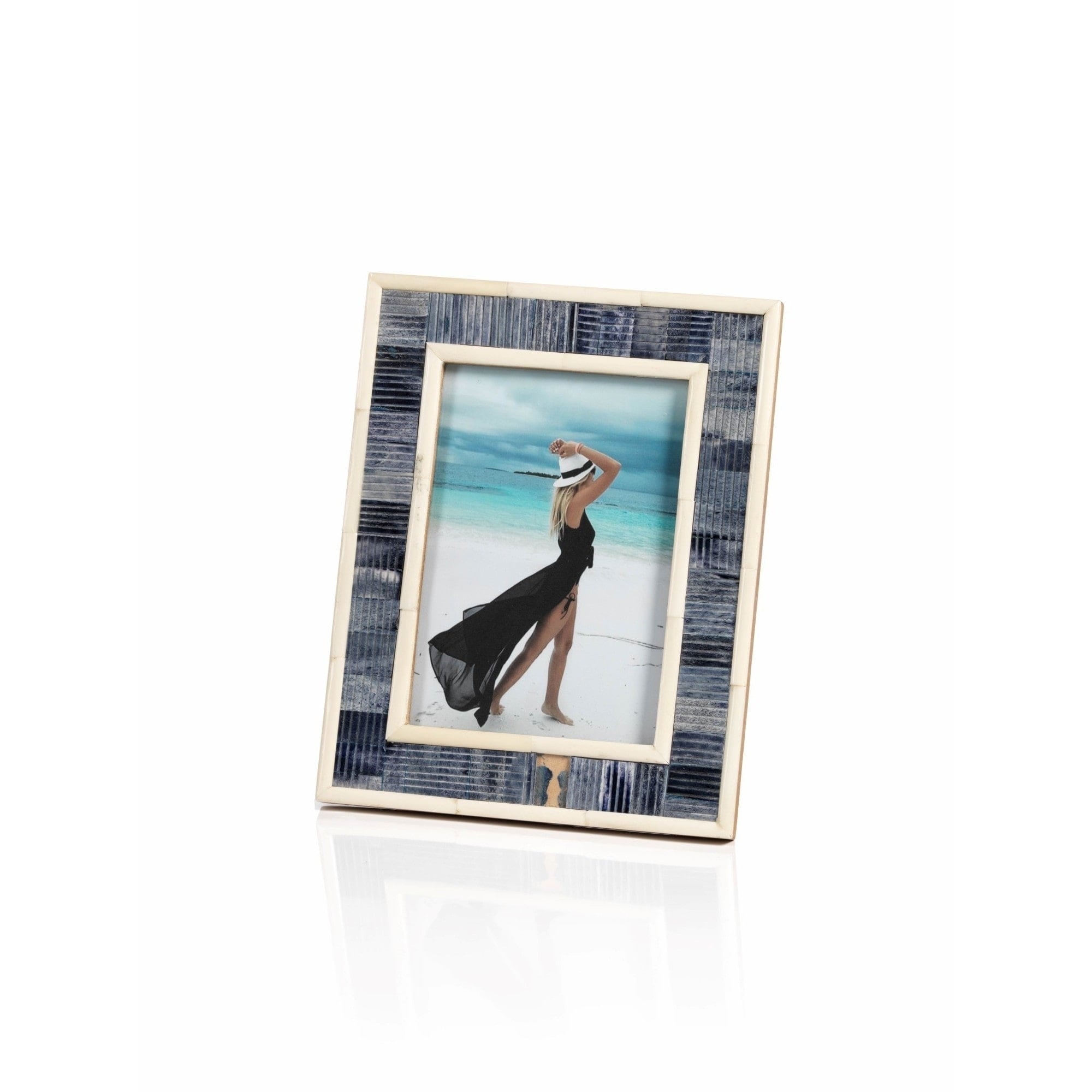 Mendocino Blue Carved Bone Photo Frame 5 X 7