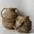 Mendy Distressed Glass Hurricane Set 2 Piece