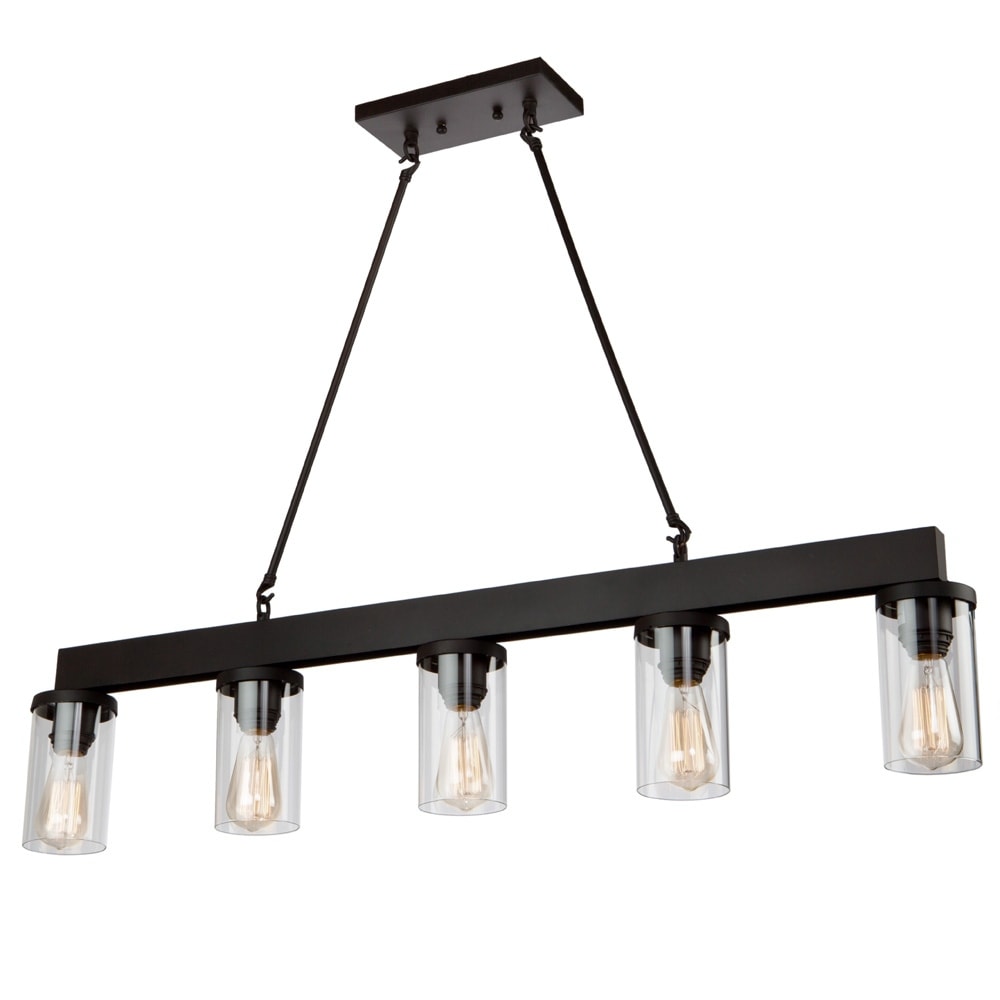 Artcraft Lighting Menlo Park Dark Chocolate Metal And Clear Glass 5 Light Island Light