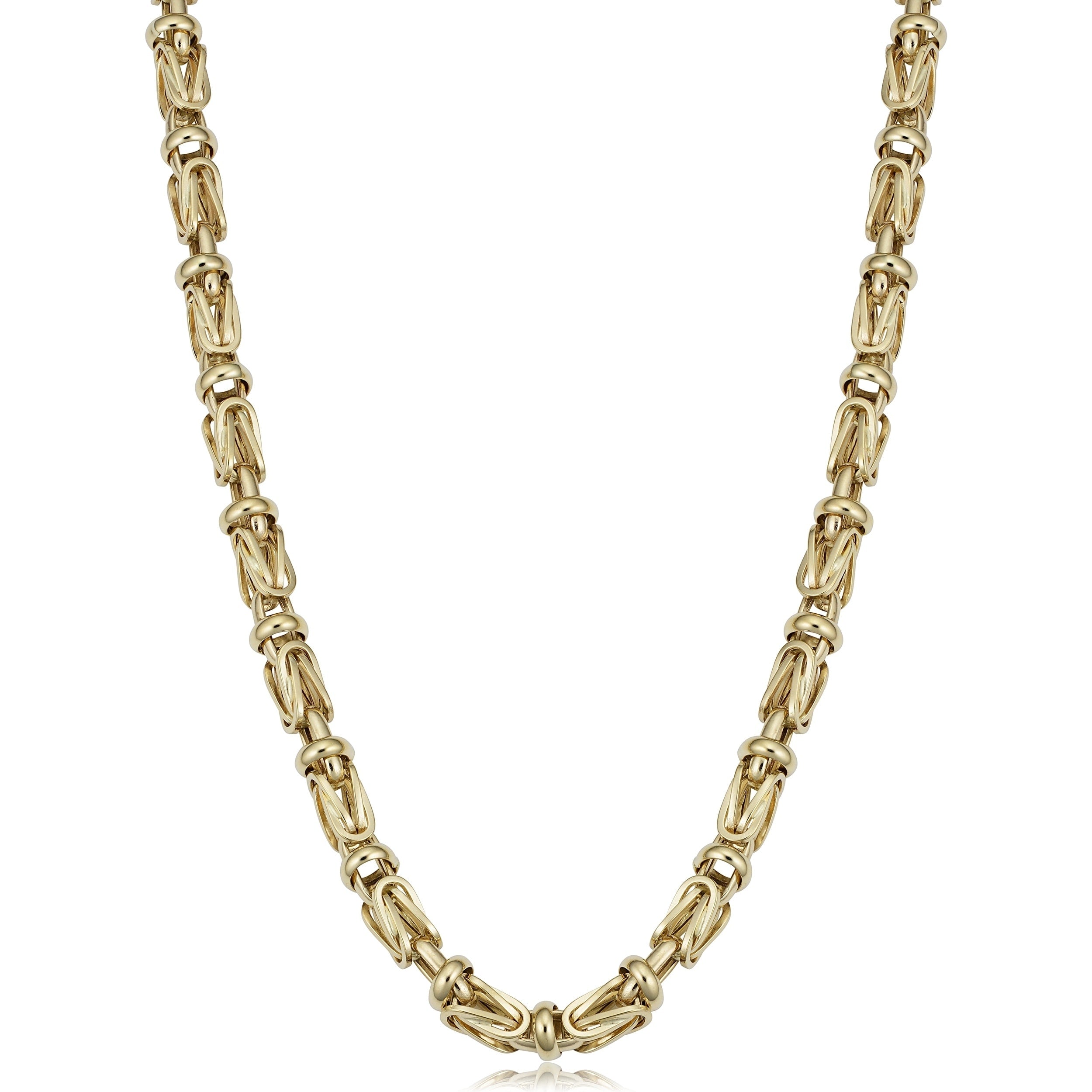 Mens 14K Yellow Gold 5 Millimeters Square Byzantine Necklace 22 Or 26 Inches