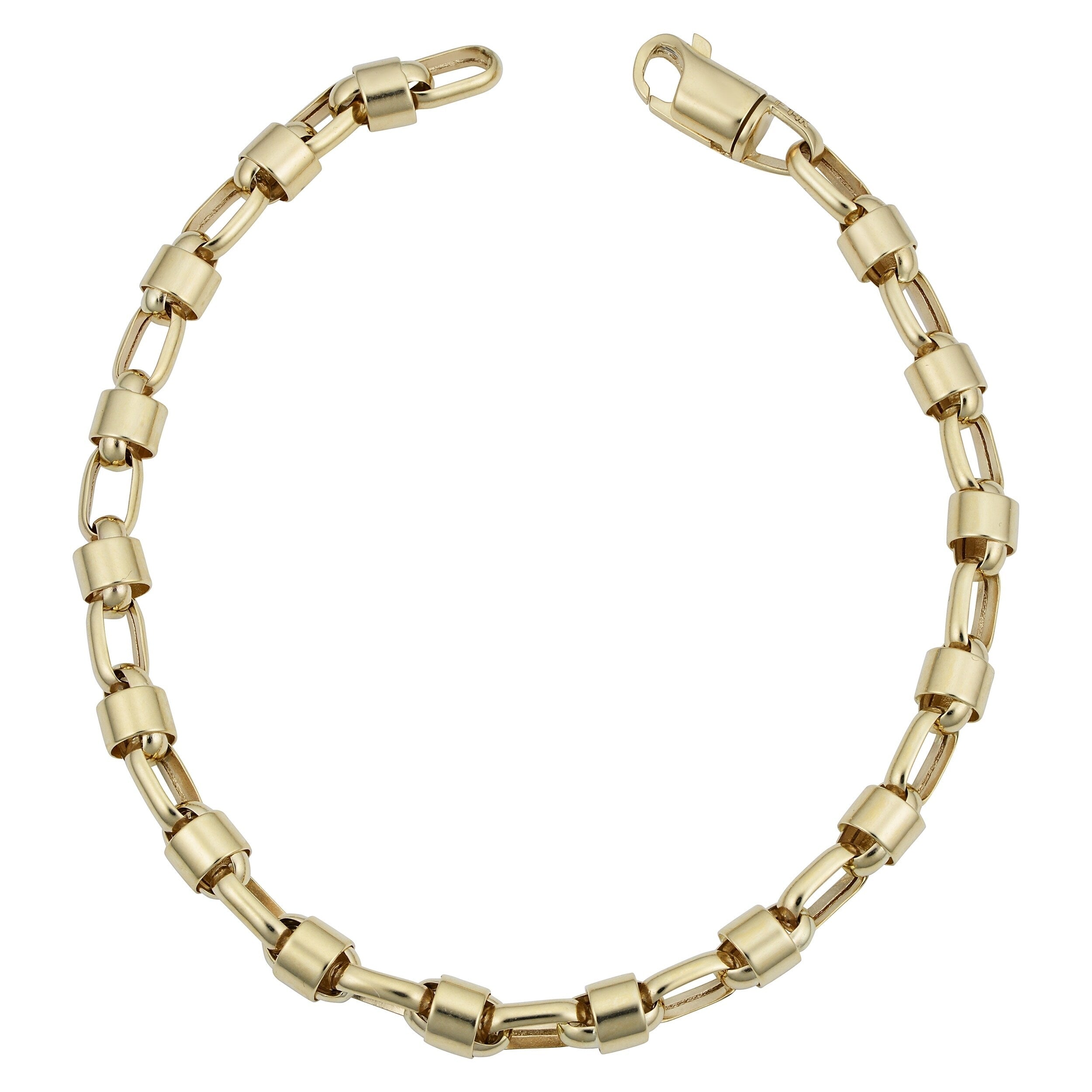 Mens 14K Yellow Gold 5.5 Millimeters Bullet Link Bracelet 9 Inches