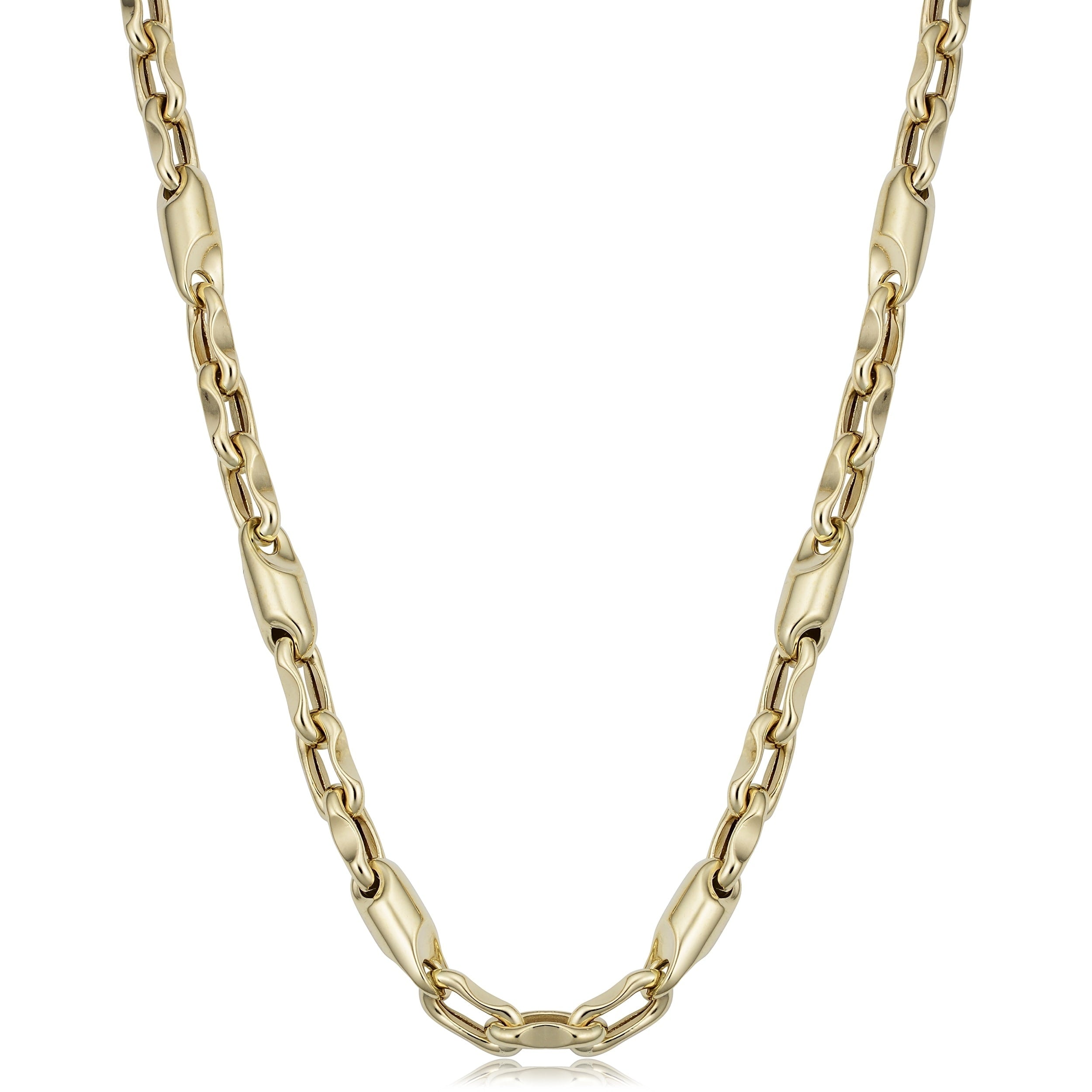 Mens 14K Yellow Gold 6 Millimeters Bullet Link Necklace 22 Or 26 Inches