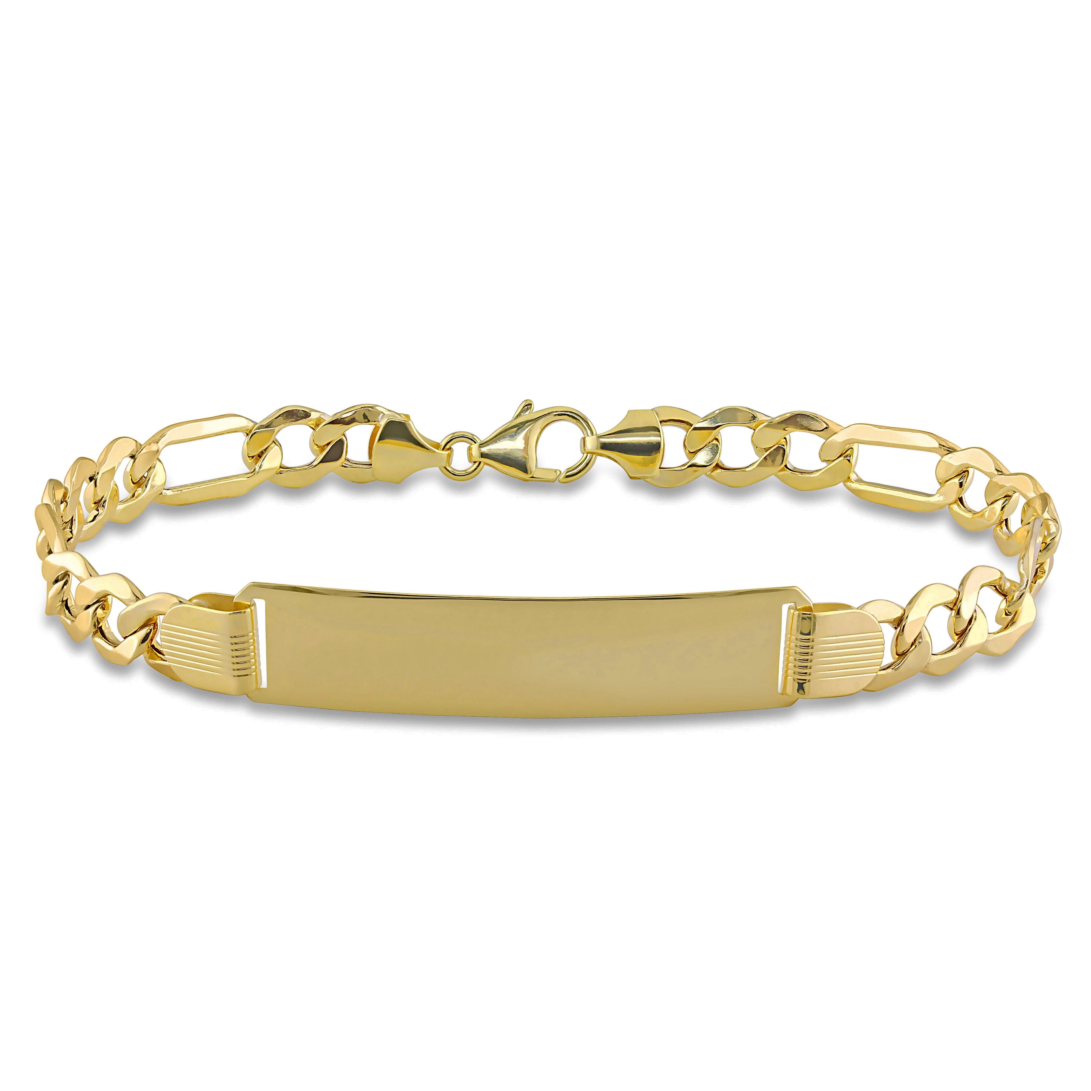 Miadora Mens Engravable Figaro Style Link Id Bracelet In 10K Yellow Gold