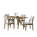 Meny 5Pc Dining Table Set 70 Inch Top W Cross Base Walnut Oak Brown