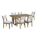 Meny 7Pc Dining Table Set 72 Inch Top W Sled Base Walnut Oak Brown