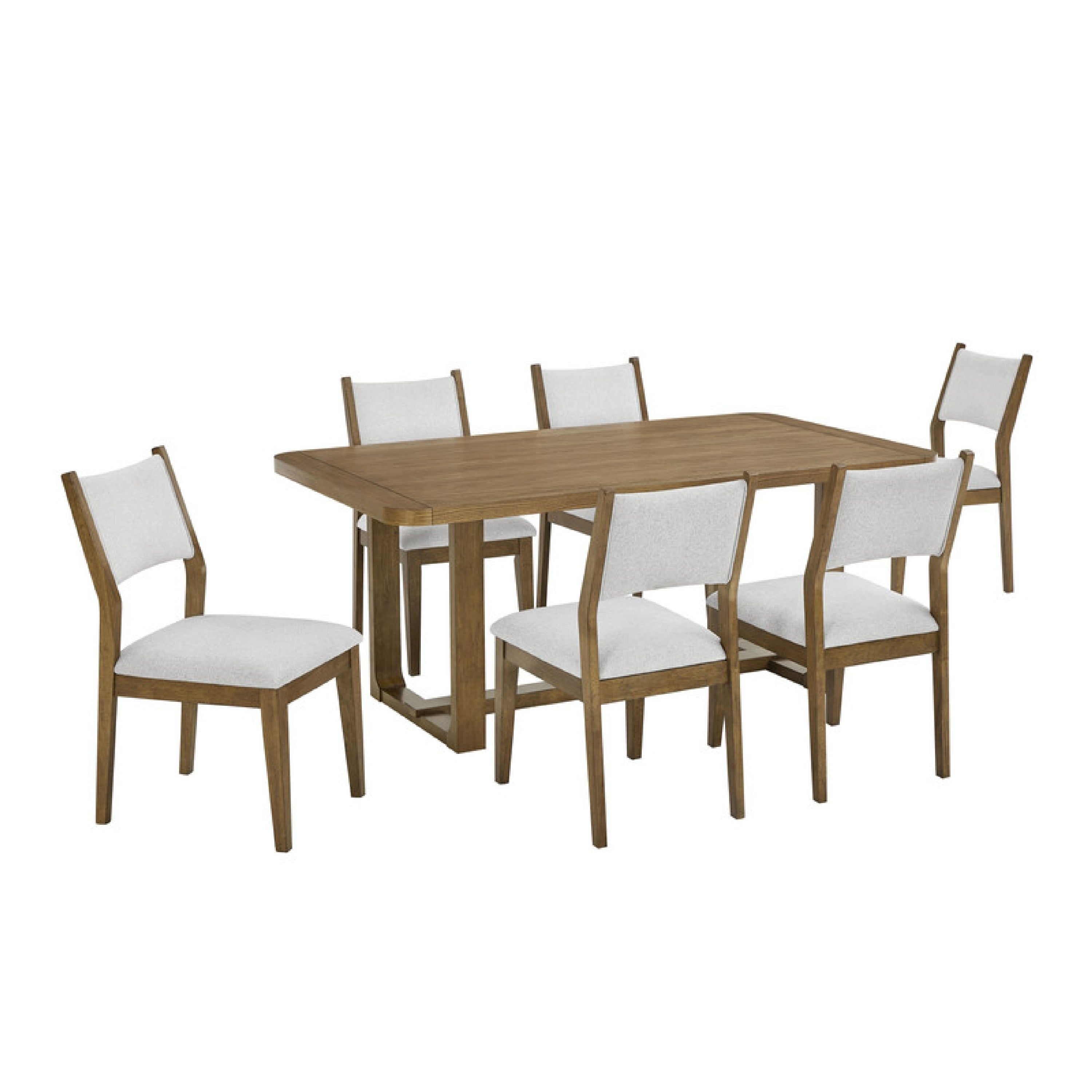 Meny 7Pc Dining Table Set 72 Inch Top W Sled Base Walnut Oak Brown