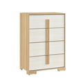 Mep Tall Dresser Chest 4 Drawers Dual Tone Natural Brown White