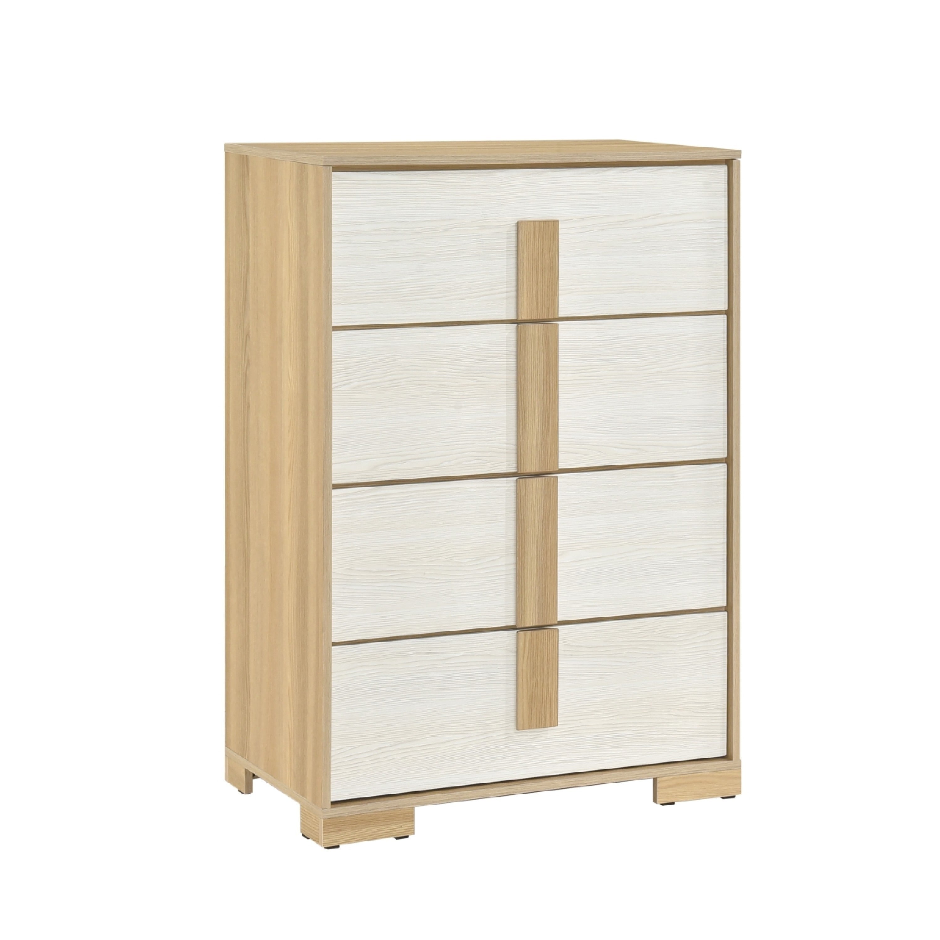 Mep Tall Dresser Chest 4 Drawers Dual Tone Natural Brown White