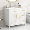 Merax Bathroom Vanity With Sink Top Golden Metal Handles
