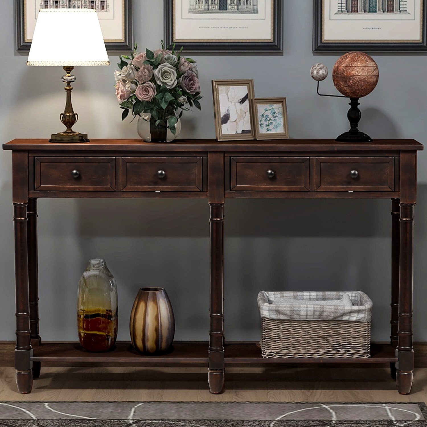 Copper Grove Barregarrow 2 Drawer Console Table And Bottom Shelf