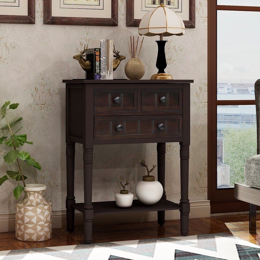 Copper Grove Colby 3 Drawer Console Table With Bottom Shelf
