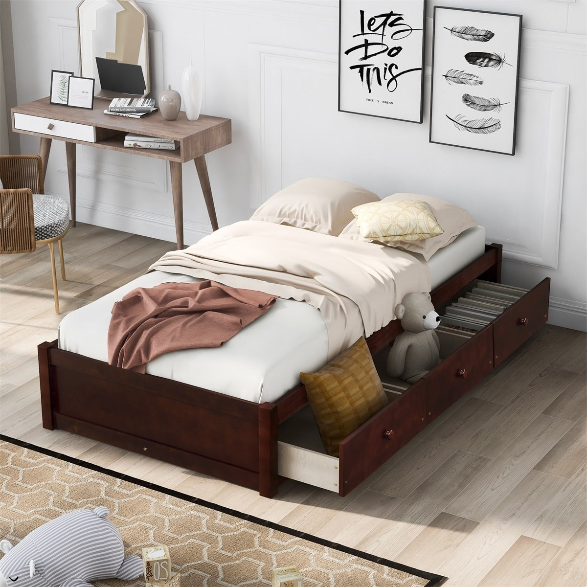Merax Twin Platform Storage Bed With 3 Drawers