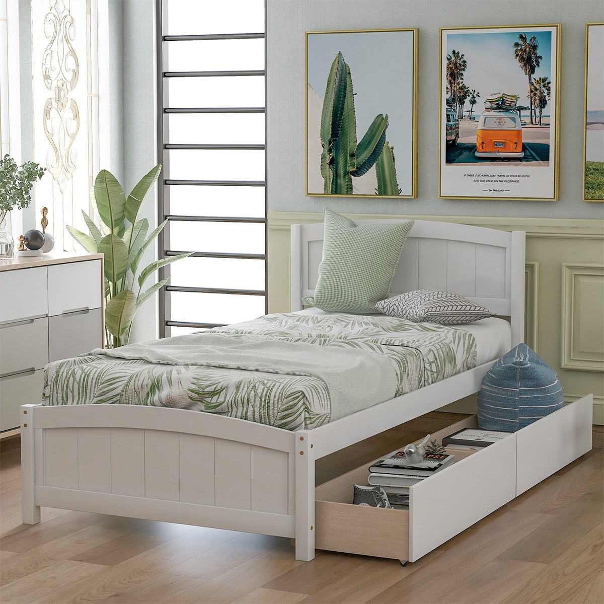 Merax Twin Size Platform Bed With 2 Storage Drawers