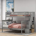 Merax Twin Over Full Bunk Bed Stairway With Shelves