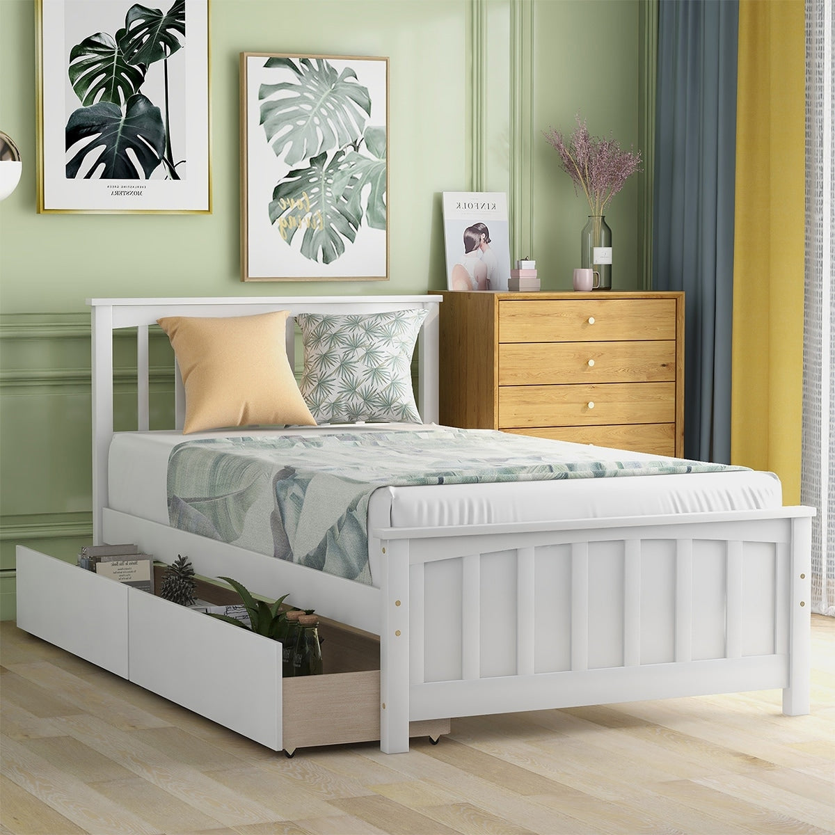Merax Twin Size Platform Bed With 2 Storage Drawers