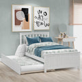 Merax Twin Size Platform Bed With A Trundle