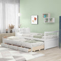 Merax Solid Wood Twin Bed With Trundle And Drawers