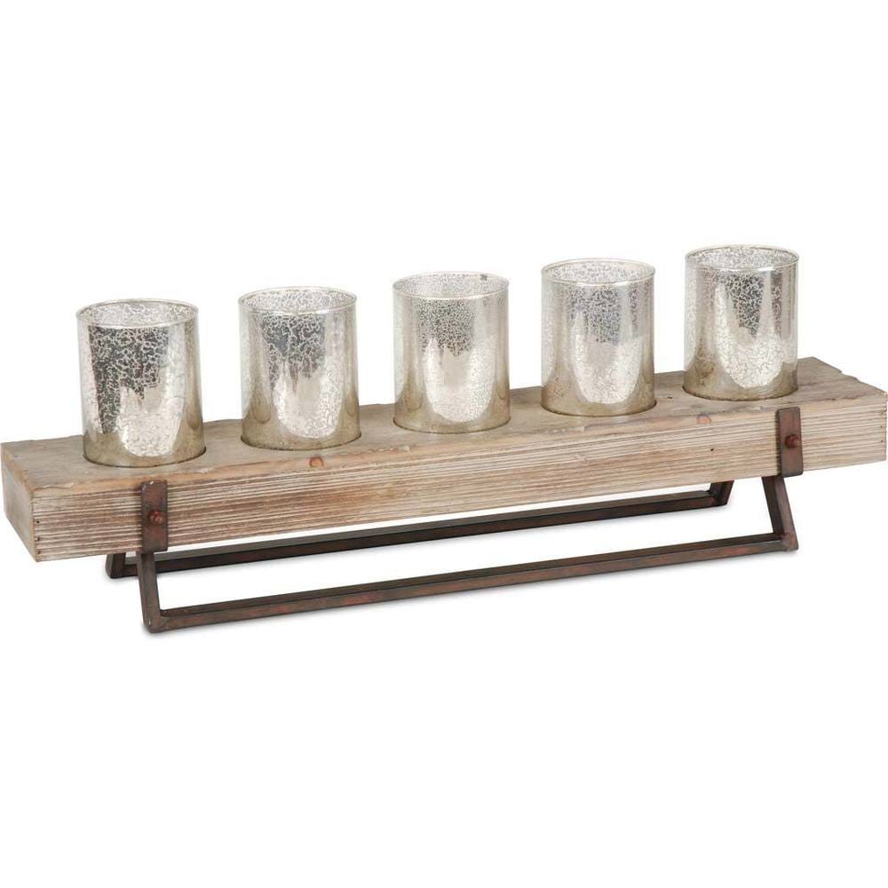 Mercana Benk Brown Wood Candle Holder