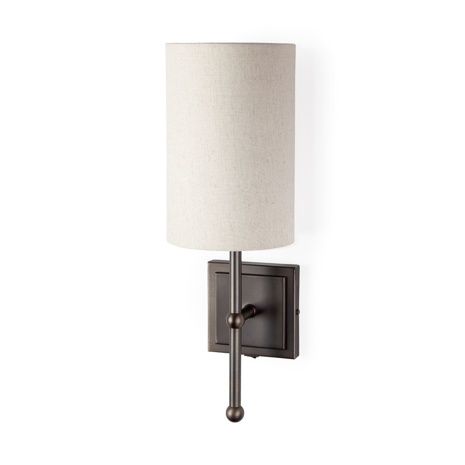 Mercana Bourgeois Ii 9 X16 White Fabric Shade Brown Metal Base Wall Sconce 9.0L X 6.0W X 16.0H