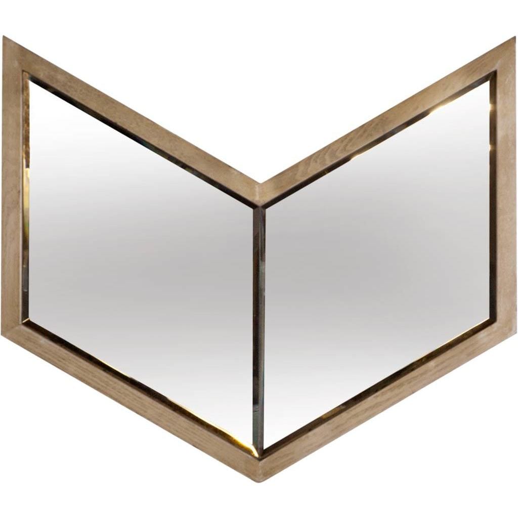 Mercana Chevren I Gold Tone Wood Wall Mirror