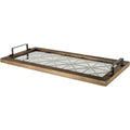 Mercana Ellingson Brown Wood Metal Glass Tray