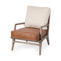 Mercana Harman I Ash Wood Chair With Cream Linen And Leather Cushions