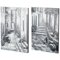Memory Lanes Diptych Italian Laneway Original Hand Painted On Canvas Oil Painting Set Of 2