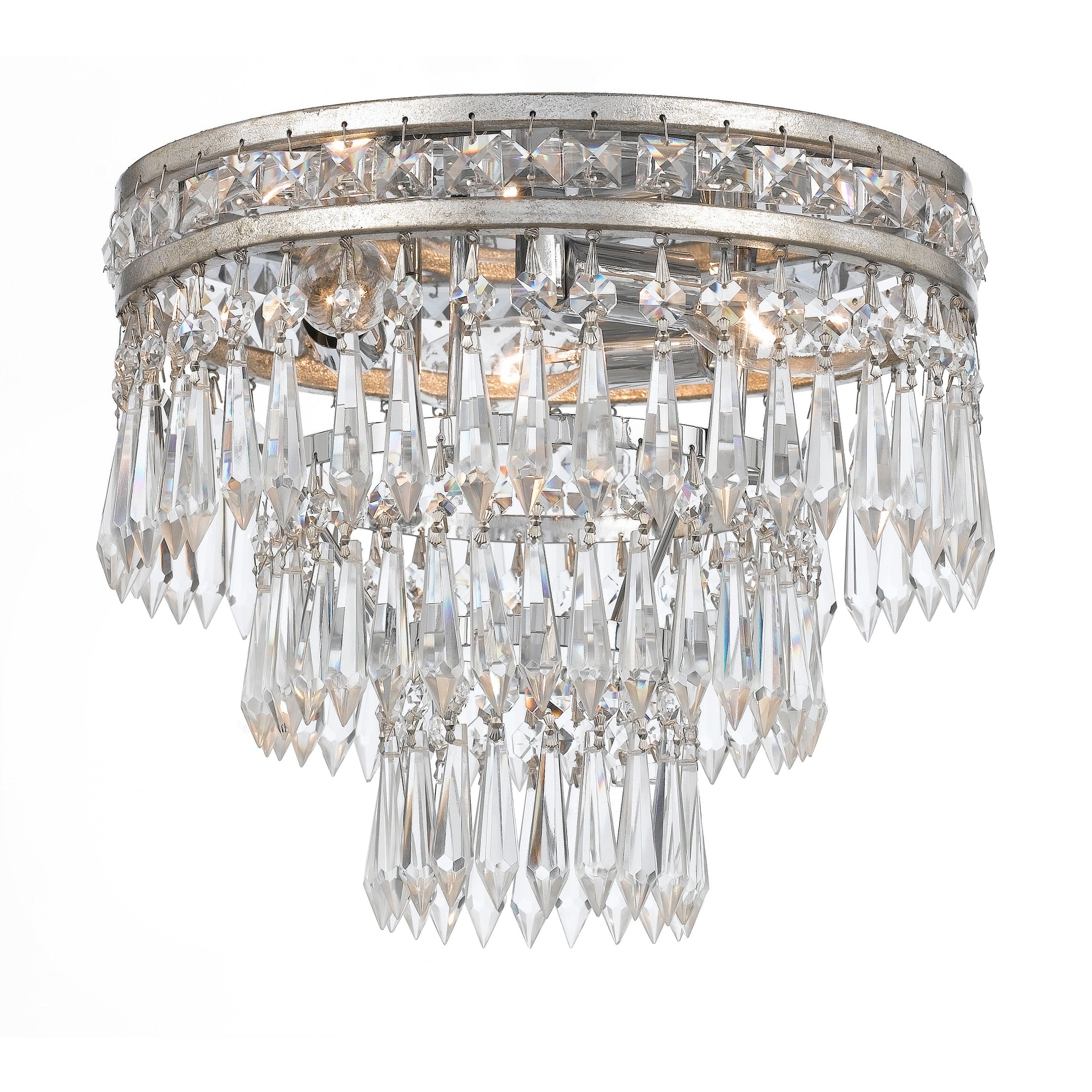 Crystorama Mercer Collection 3 Light Olde Silver Flush Mount Chandelier