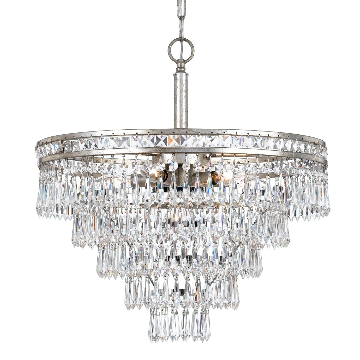 Crystorama Mercer Collection 6 Light Olde Silver Chandelier