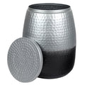 Merida 15 Modern Rustic Hammered Metal Drum Storage Side Table With Lid