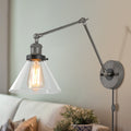 Havenside Home Merida Plug In Adjustable Wall Lamp Sconce With Clear Glass