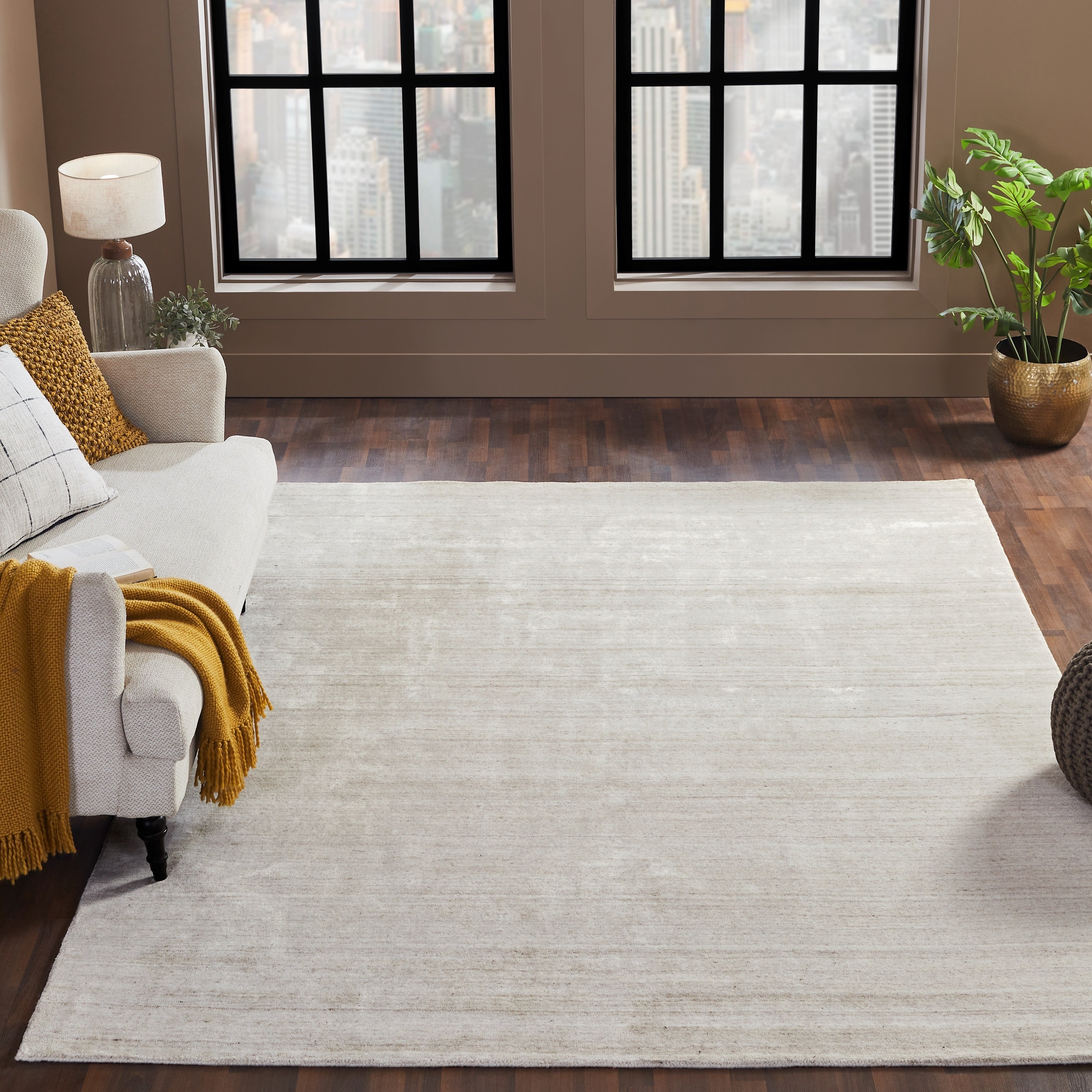 Meridian Chino Ivory Handmade Area Rug 86 X 116 86 X 116