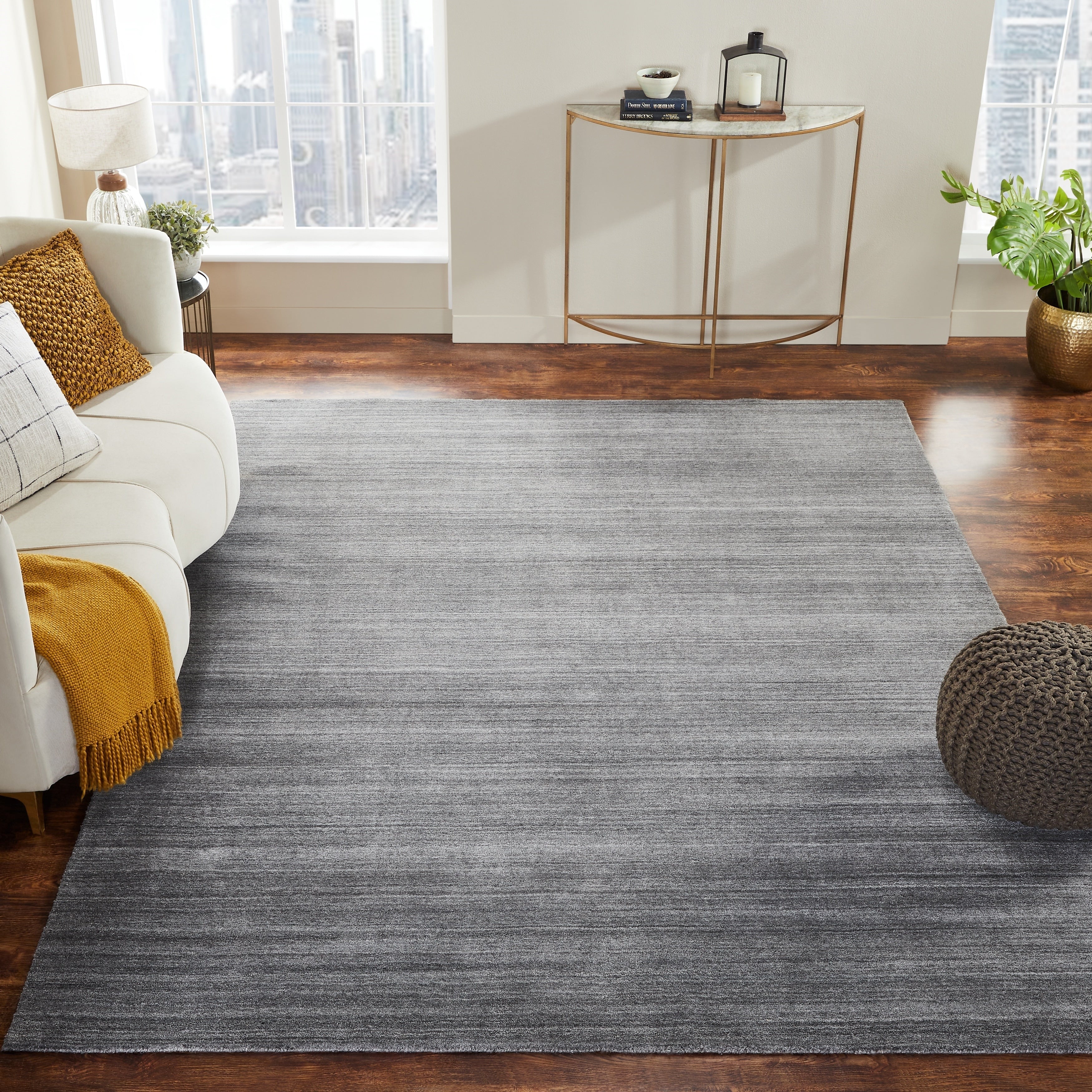 Meridian Grey Fog Handmade Area Rug 12 X 15