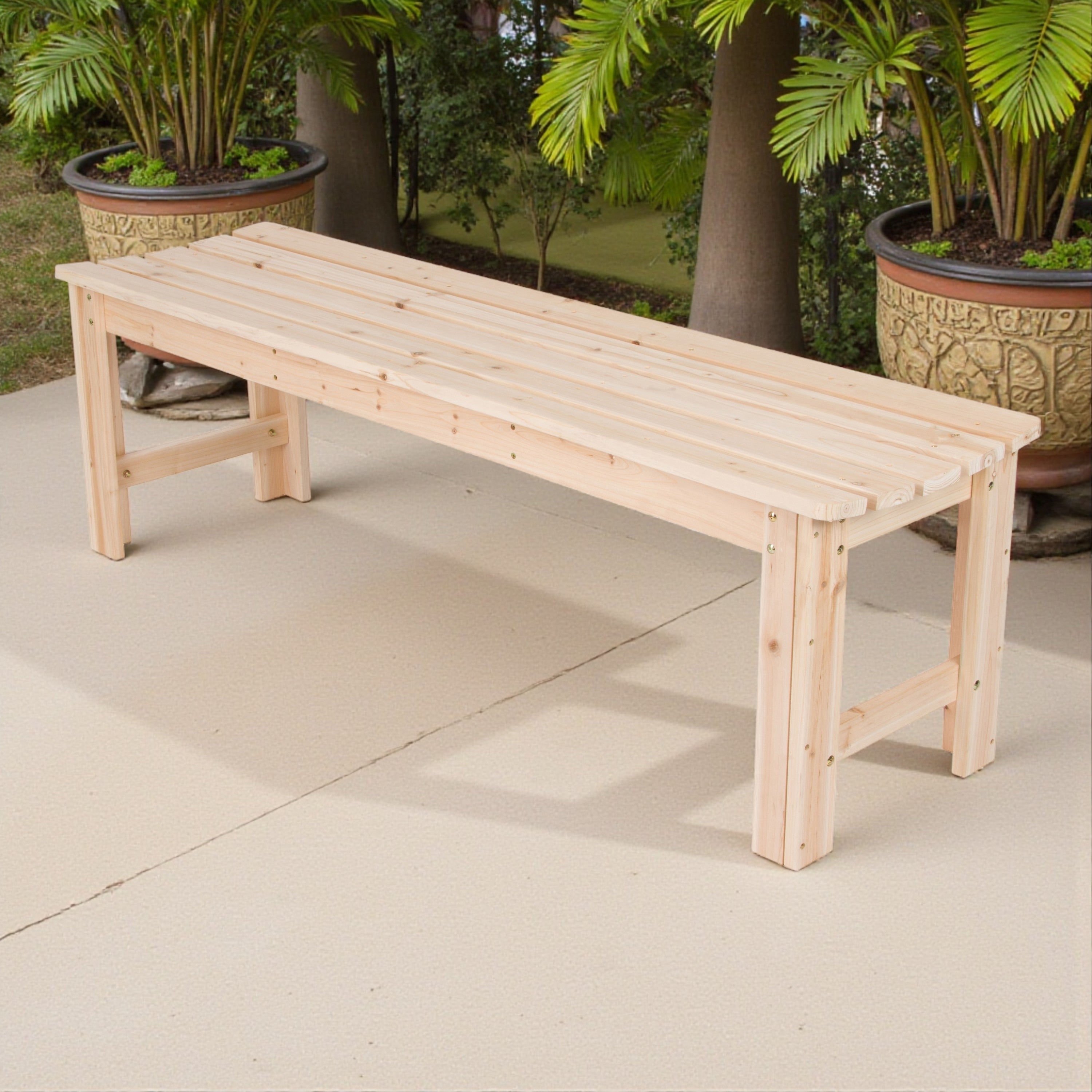 Shine Company 5Ft Backless Garden Bench Cedar Wood Hydro Tex Finish