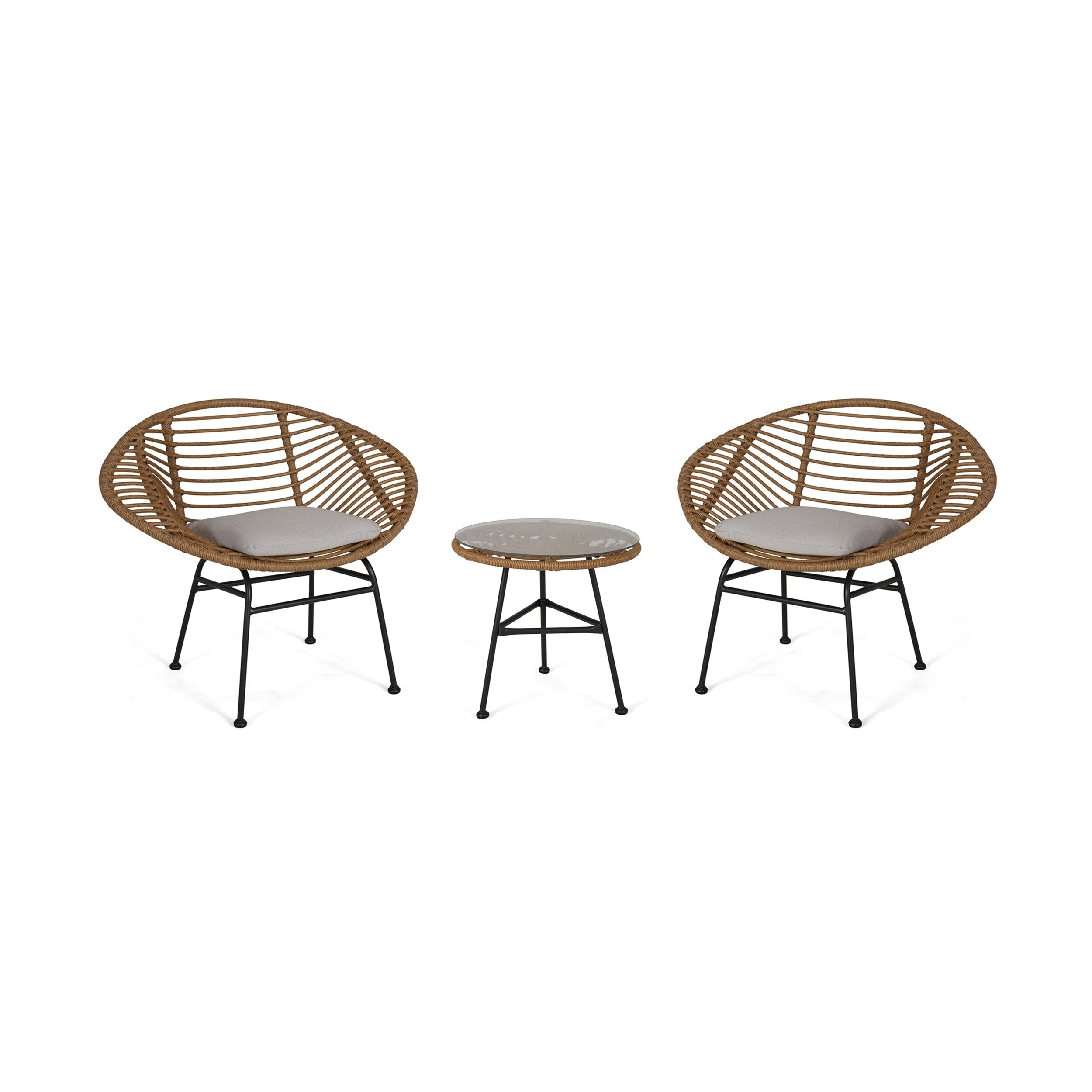 Meridian Outdoor 2 Seater Faux Wicker Chat Set With Tempered Glass Table By Christopher Knight Home