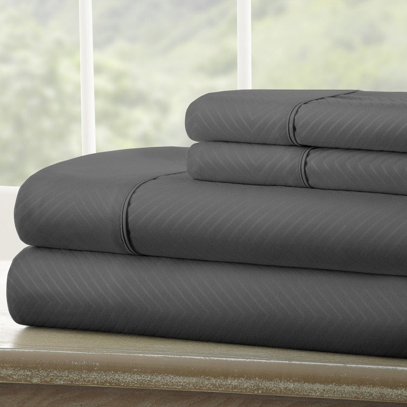 Merit Linens Premium Ultra Soft Chevron 4 Piece Bed Sheet Set