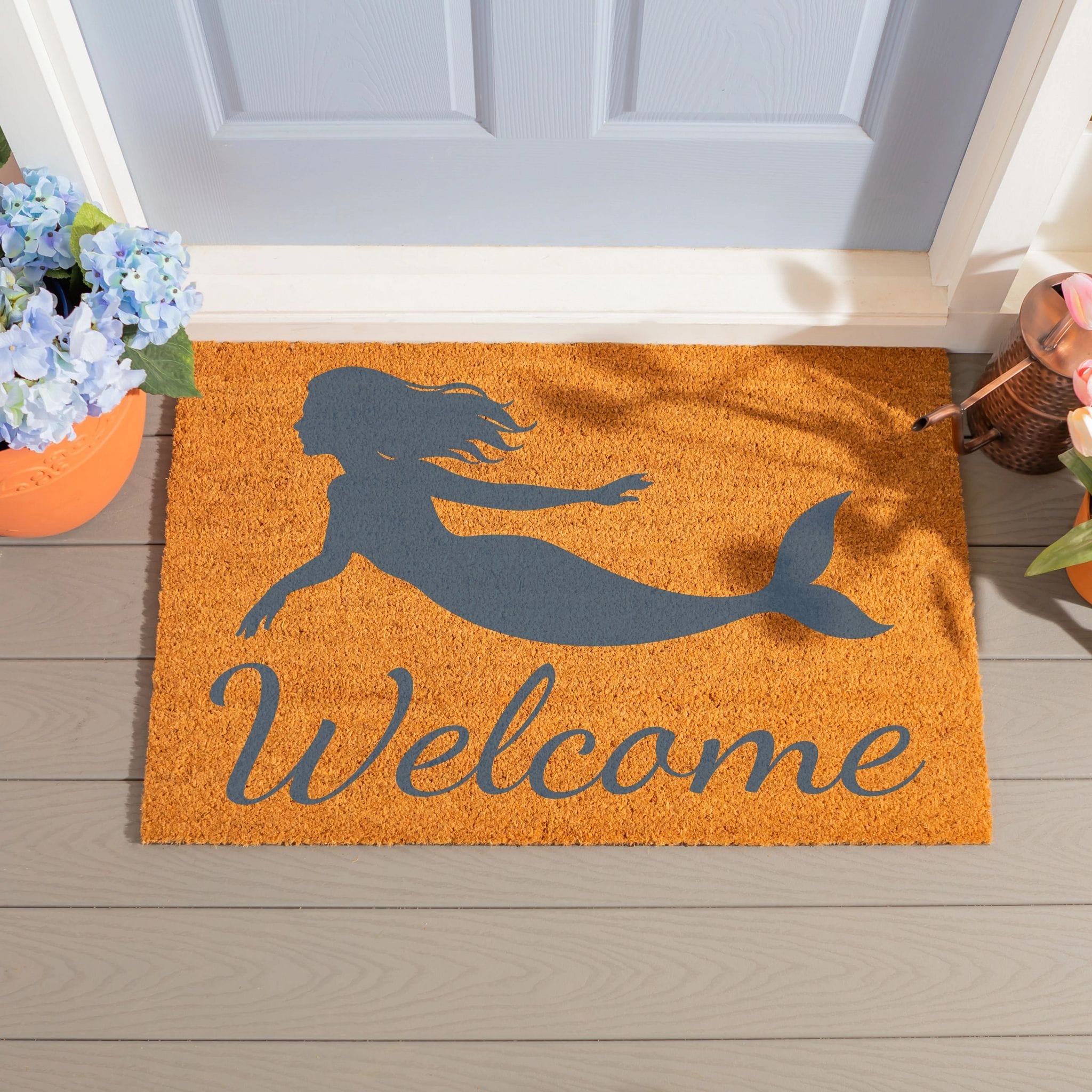 Mermaid Coral Sea Welcome Coir Door Mat 36 X 24 36 X 24