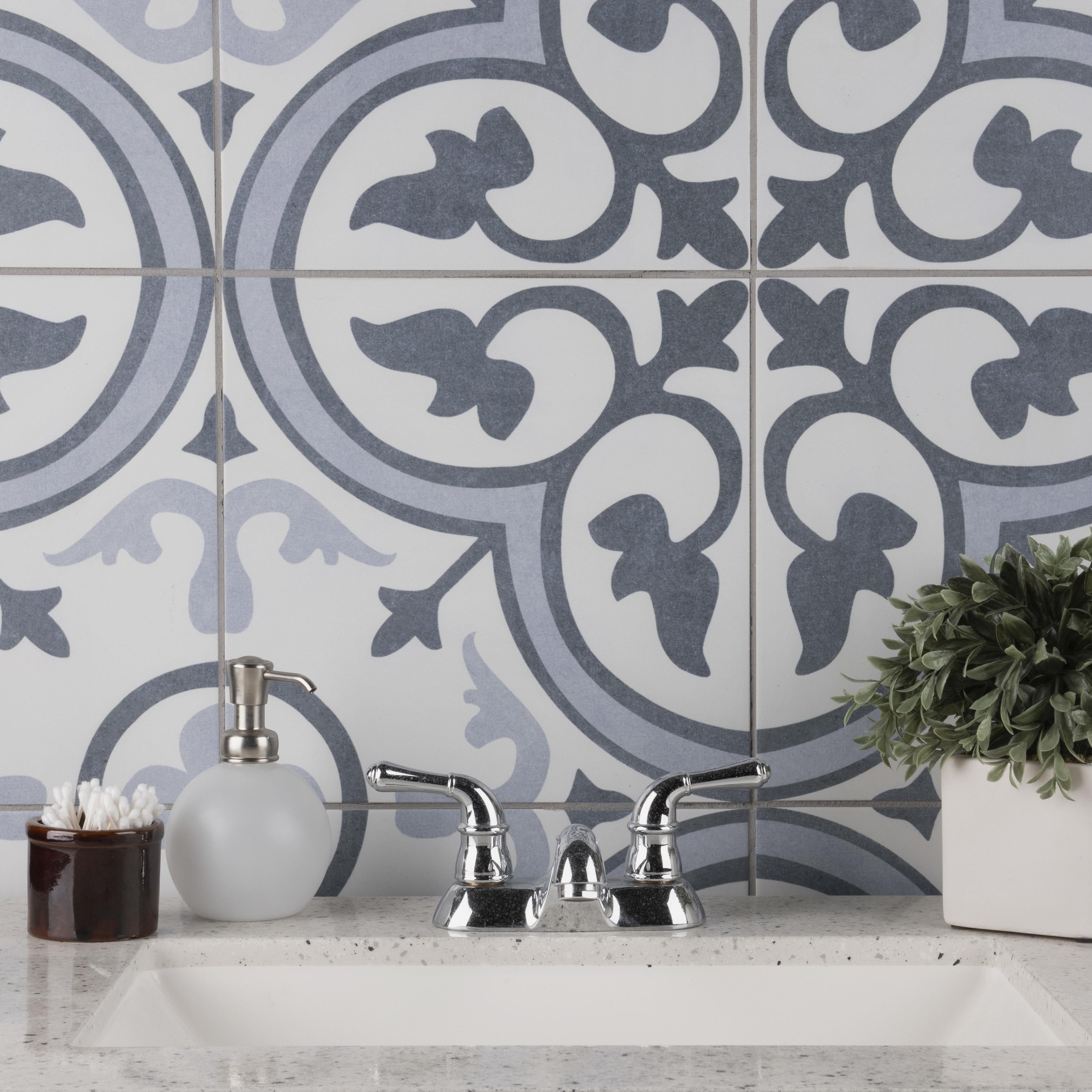 Somertile Amberes Azul Ii 13 In. X 13 In. X 8Mm Ceramic Floor And Wall Tile 13 Tiles 15.85 Sqft.