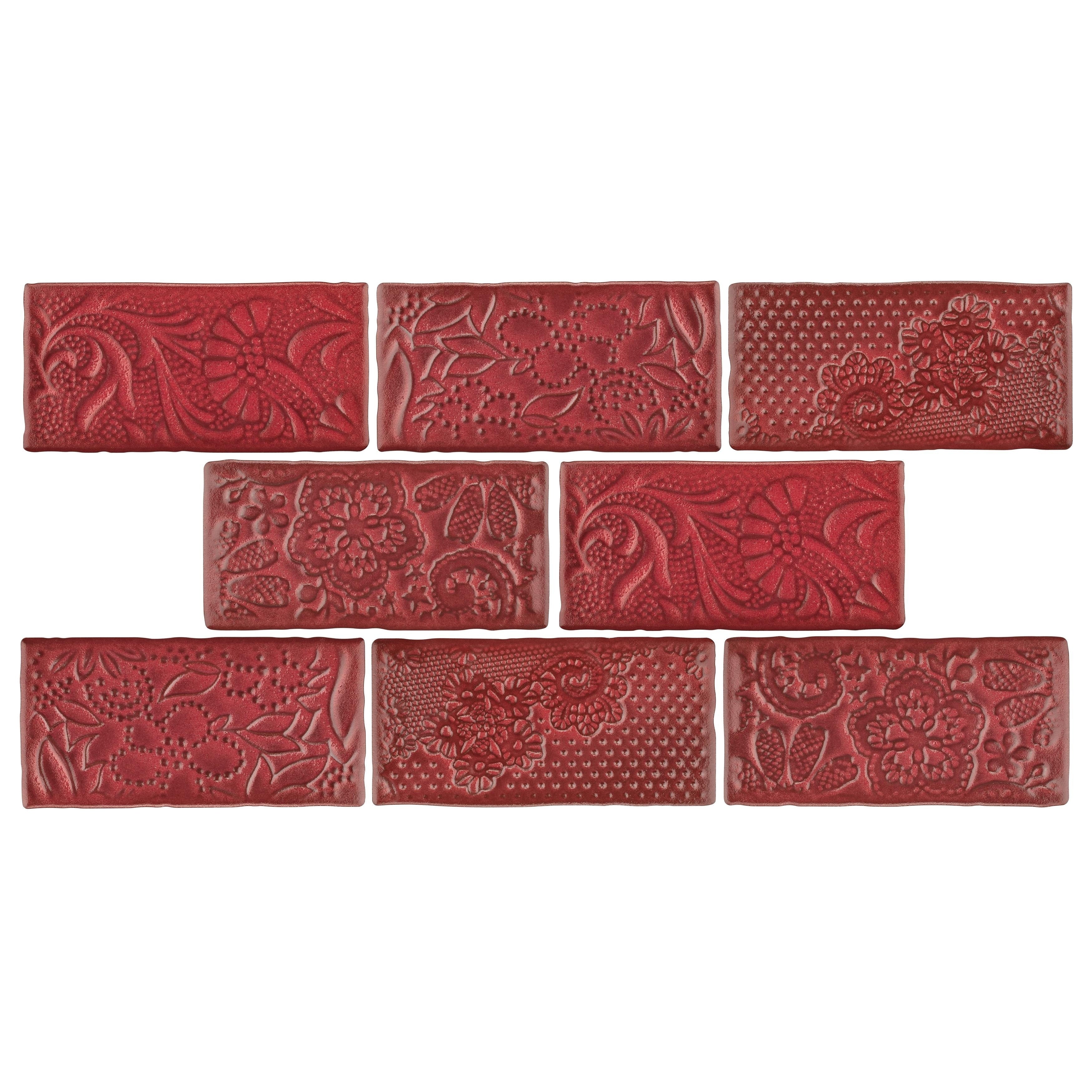 Somertile 3X6 Inch Antiguo Feelings Red Moon Ceramic Wall Tile 32 Tiles 4.38 Sqft. Case