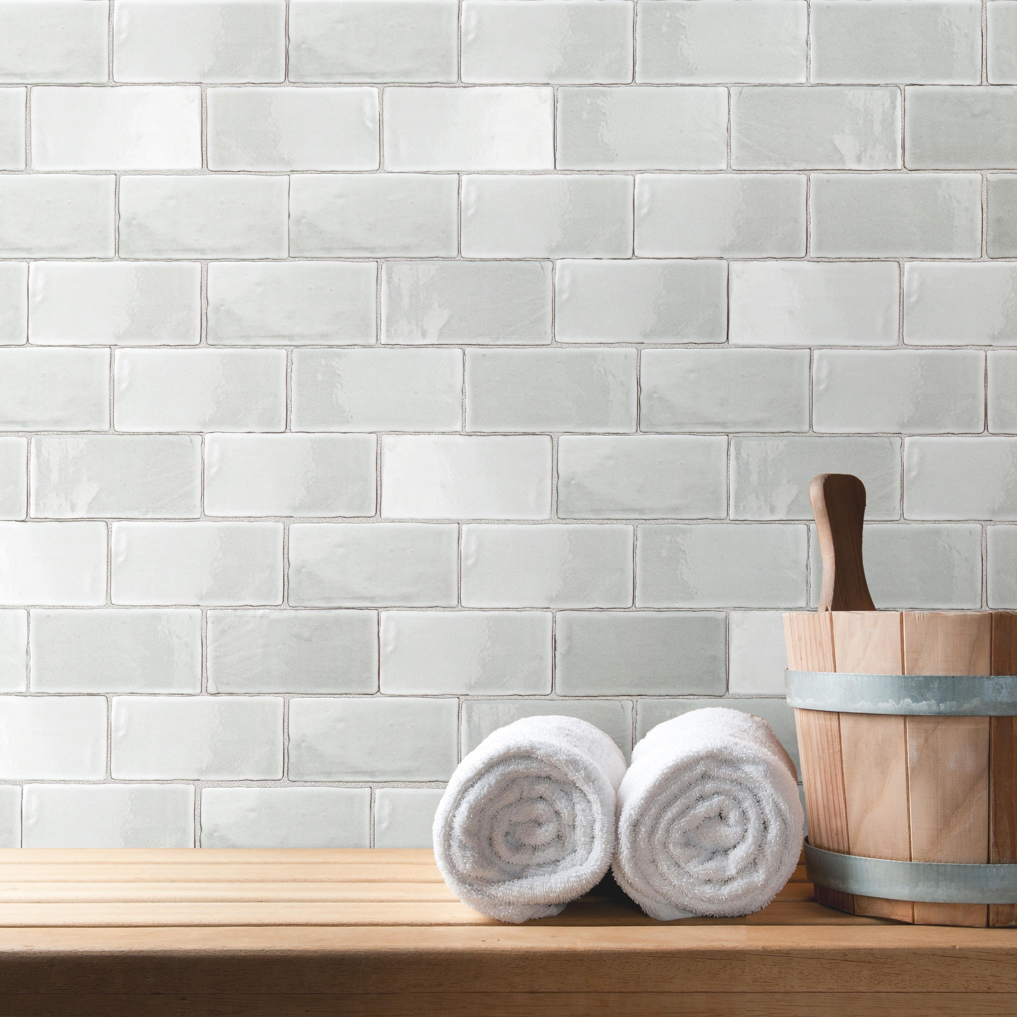 Somertile 3X6 Inch Antiguo Special Milk Ceramic Wall Tile 32 Tiles 4.38 Sqft. Case
