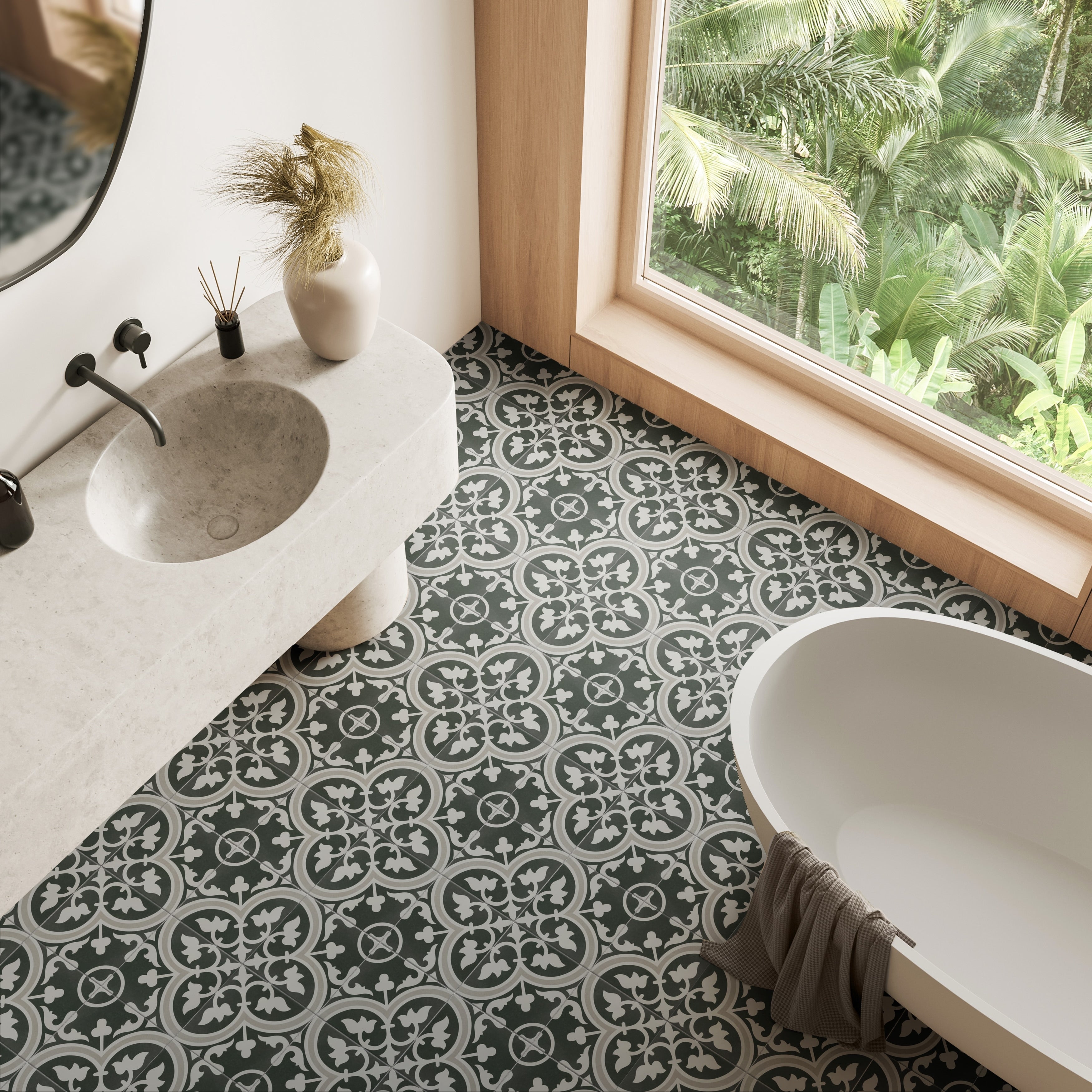 Somertile 9.75X9.75 Inch Art Due Porcelain Floor And Wall Tile 16 Tiles 10.76 Sqft.