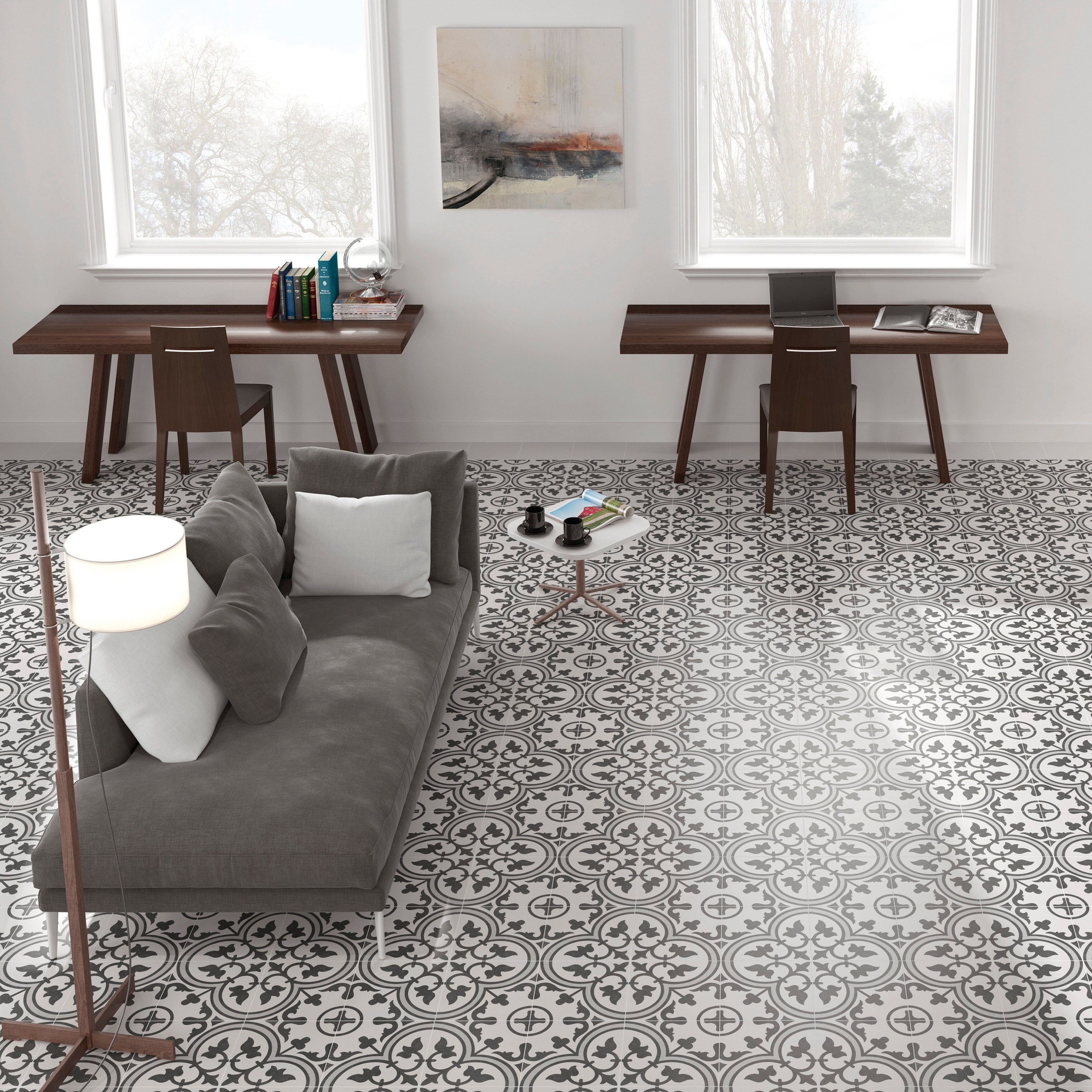 Somertile 9.75 X 9.75 In Art Grey Porcelain Tile 10.76 Sqft. Case