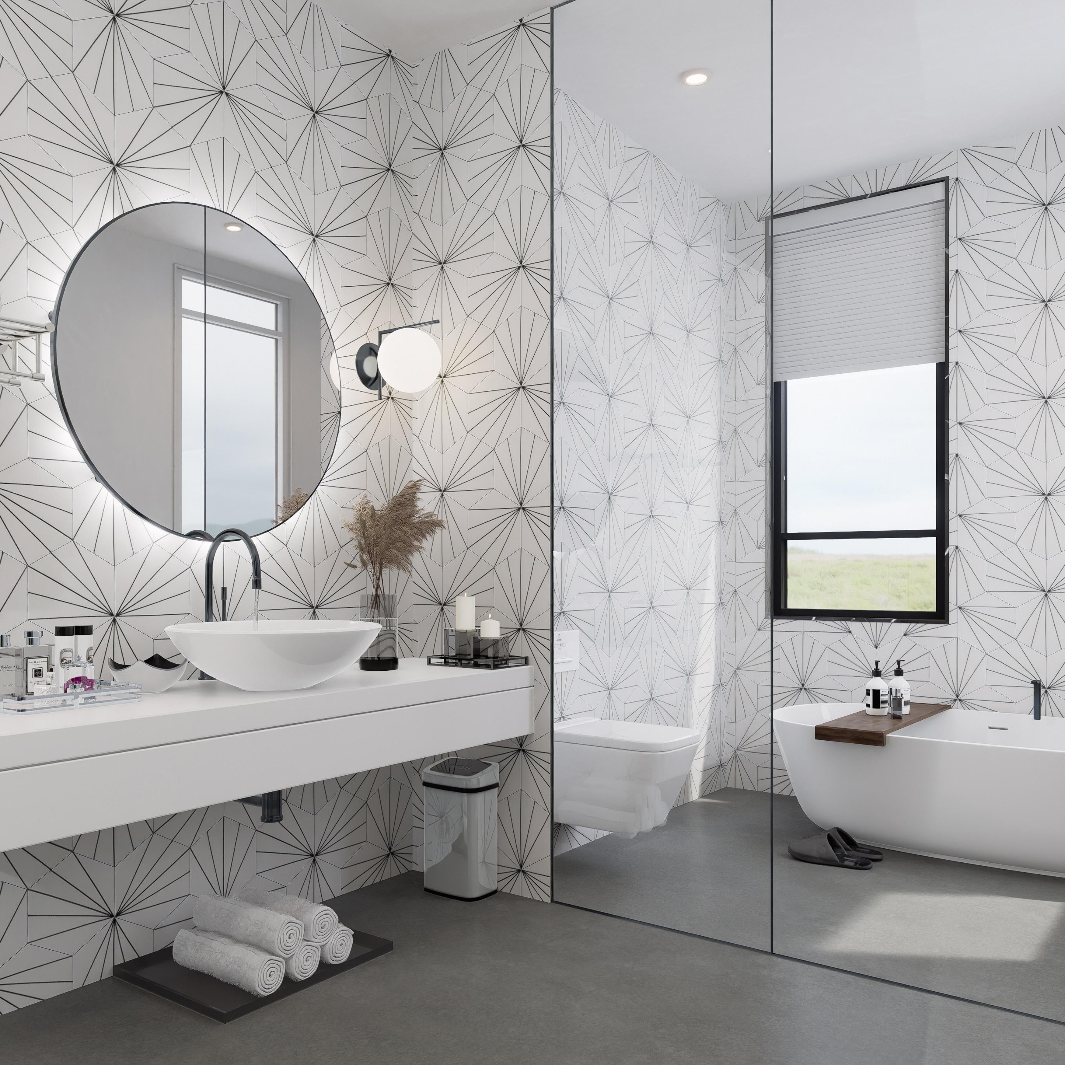 Somertile 8.625X9.875 Inch Madama Hex Blanco Porcelain Floor And Wall Tile 25 Tiles 11.19 Sqft.