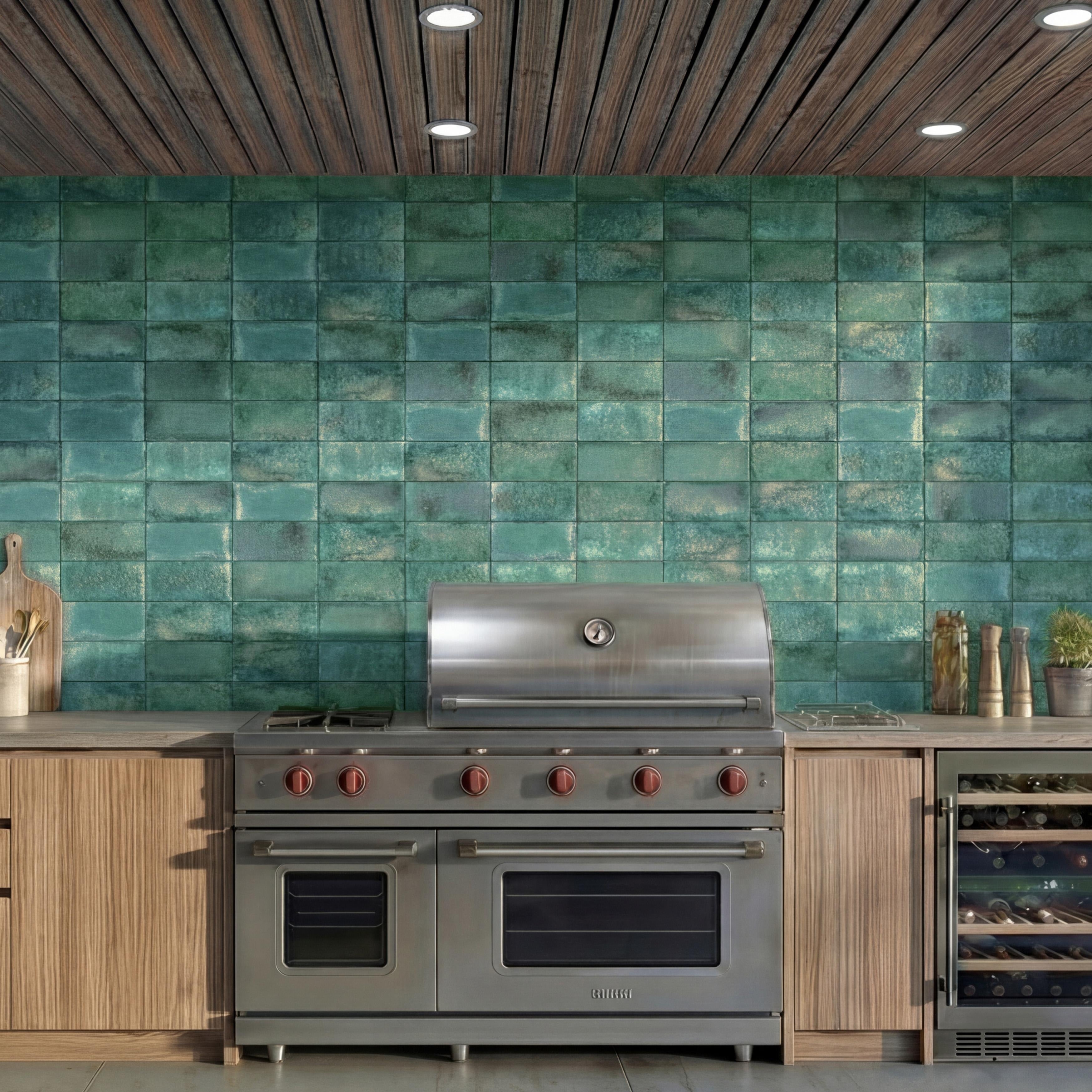 Merola Tile Atelier Volcan Green 4 1 2 X 9 1 8 Porcelain Floor And Wall Tile Case 19 Tiles