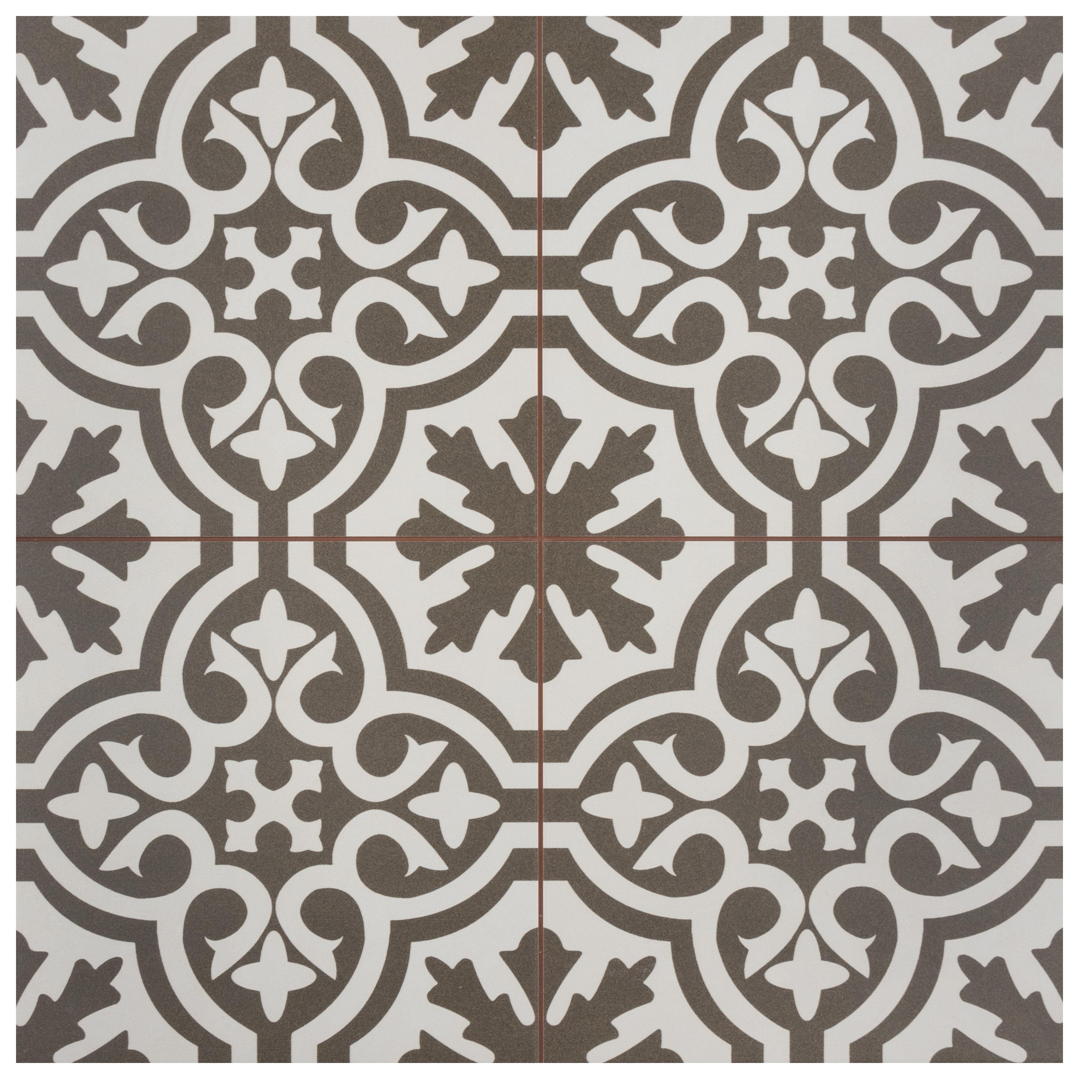Somertile 17.625X17.625 Inch Tudor Charcoal Brown Ceramic Floor And Wall Tile 5 Tiles 11.02 Sqft.