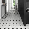 Somertile 13.125X13.125 Inch Comarca Jet Blanco Ceramic Floor And Wall Tile 9 Tiles 10.76 Sqft.